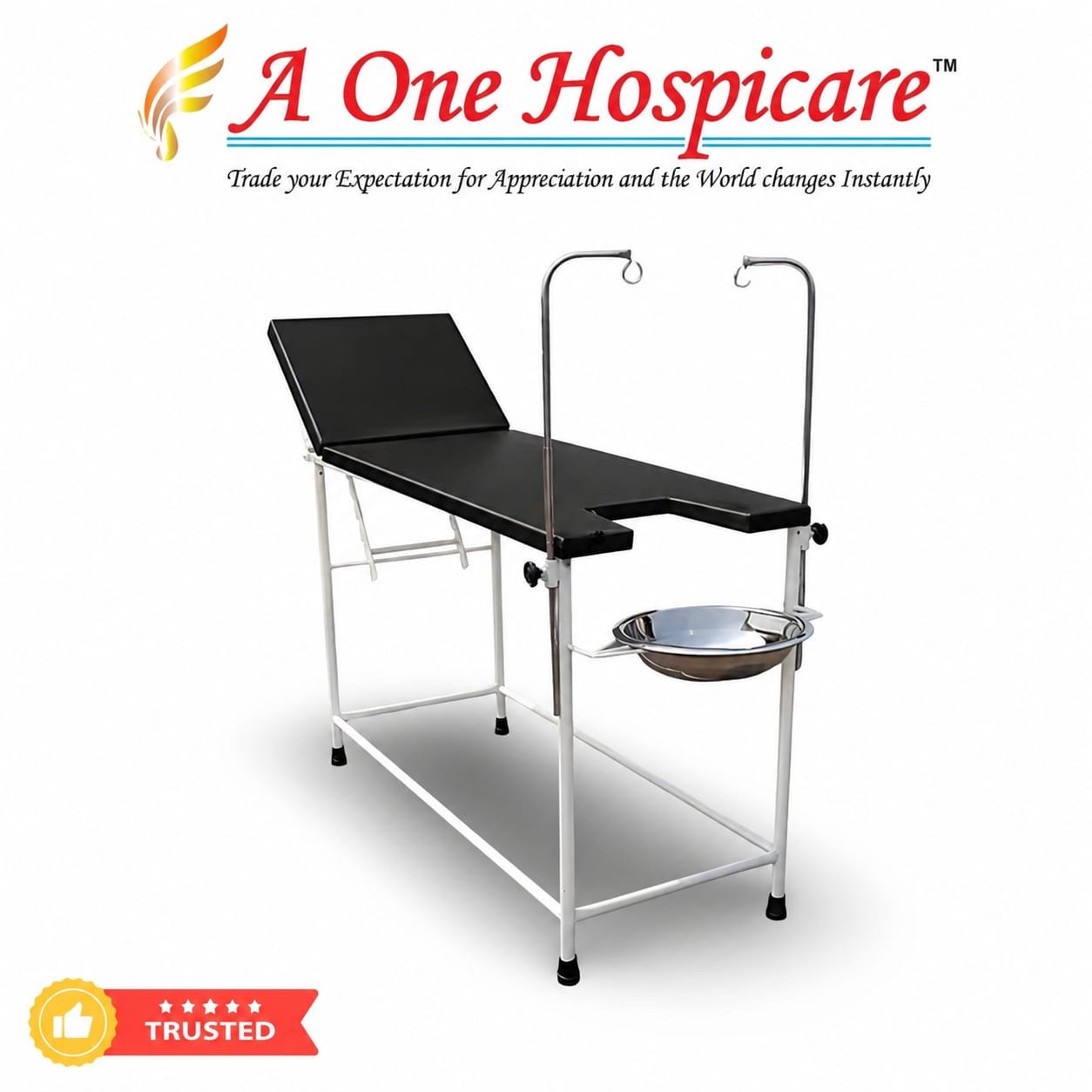 Patient Gynae Labour Table (Head Up, SS Bowl)