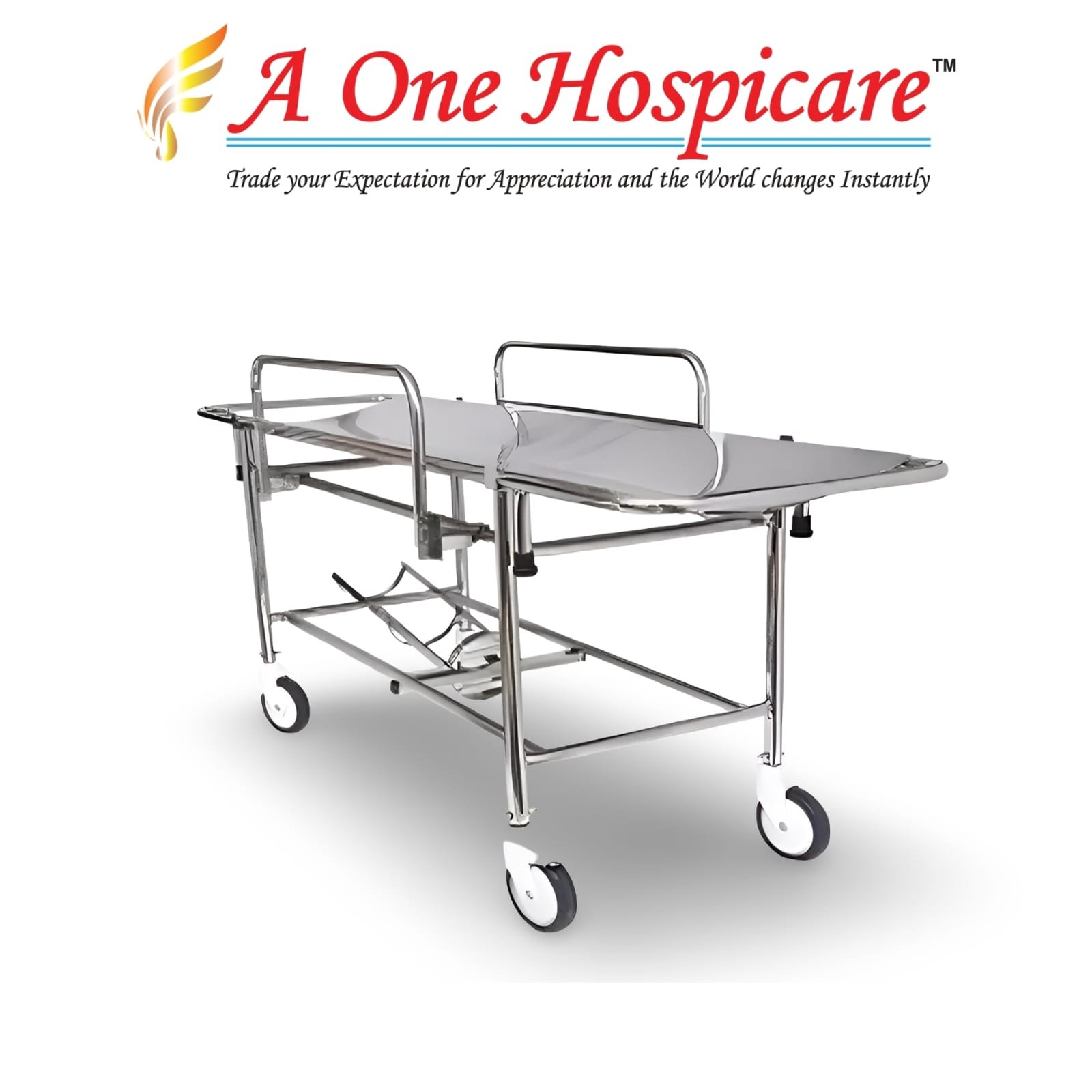 SS Stretcher On Trolley Deluxe