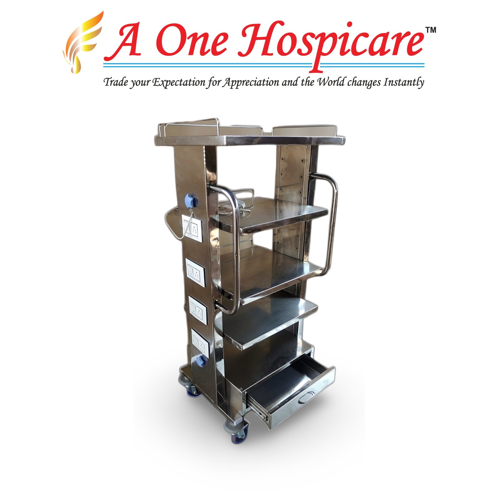 SS 202 Grade laparoscopic Monitor Trolley AOH 172 (B)